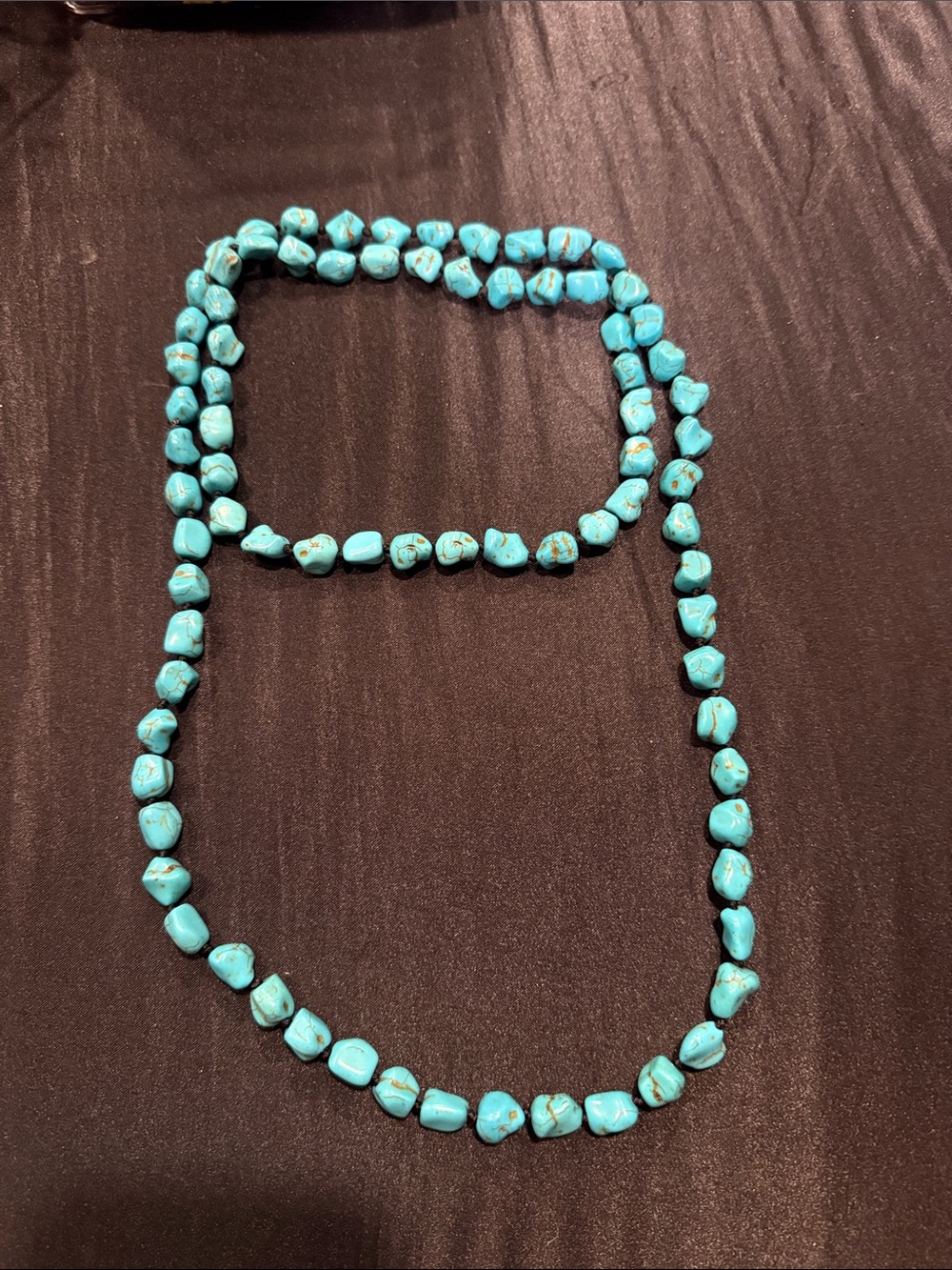 Faux Turquoise Nugget Beaded Necklace